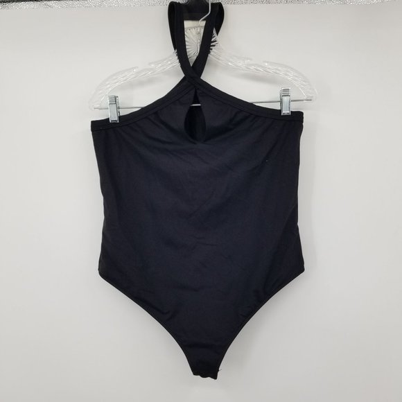 Free People Intimates Black Halter Neck Bodysuit Size Medium - Picture 2 of 10